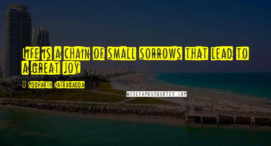 Siddharth Katragadda Quotes: Life is a chain of small sorrows that lead to a great joy