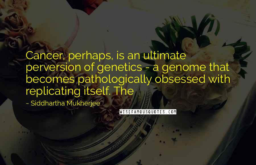 Siddhartha Mukherjee Quotes: Cancer, perhaps, is an ultimate perversion of genetics - a genome that becomes pathologically obsessed with replicating itself. The
