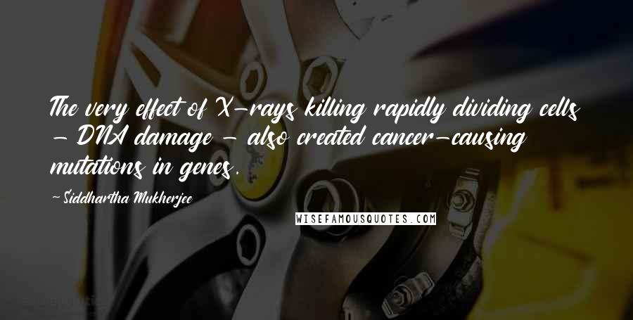 Siddhartha Mukherjee Quotes: The very effect of X-rays killing rapidly dividing cells - DNA damage - also created cancer-causing mutations in genes.