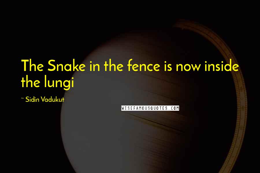 Sidin Vadukut Quotes: The Snake in the fence is now inside the lungi