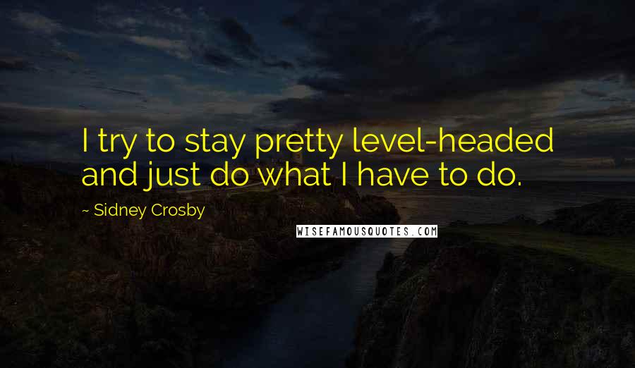 Sidney Crosby Quotes: I try to stay pretty level-headed and just do what I have to do.