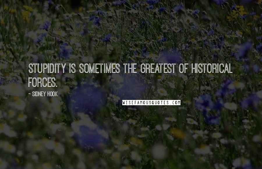 Sidney Hook Quotes: Stupidity is sometimes the greatest of historical forces.