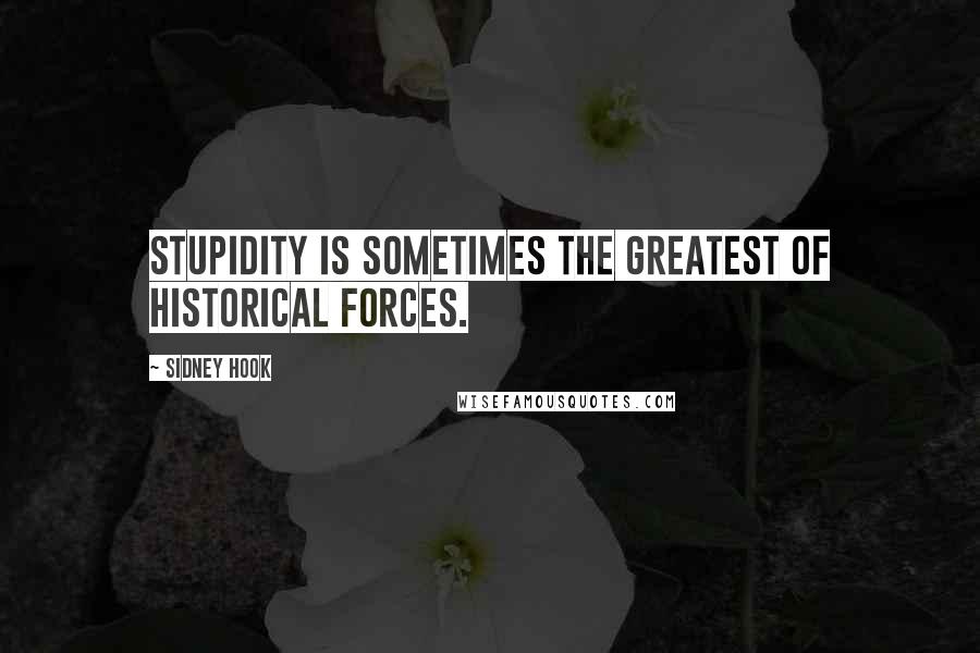 Sidney Hook Quotes: Stupidity is sometimes the greatest of historical forces.