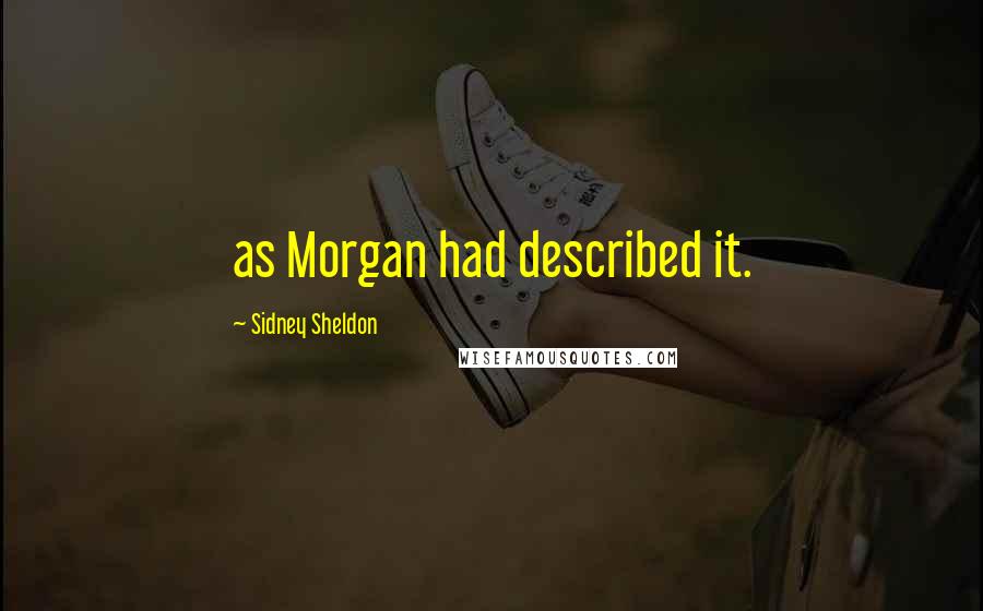 Sidney Sheldon Quotes: as Morgan had described it.