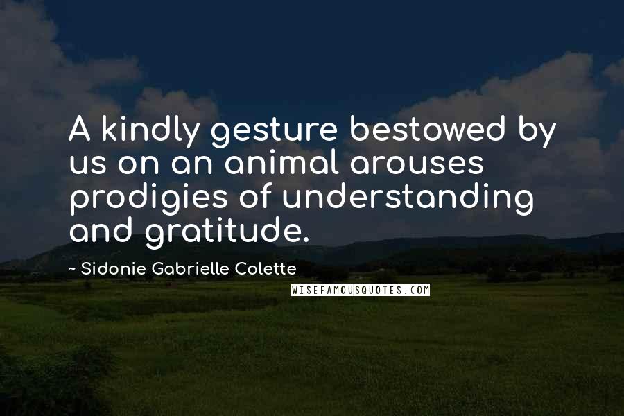 Sidonie Gabrielle Colette Quotes: A kindly gesture bestowed by us on an animal arouses prodigies of understanding and gratitude.