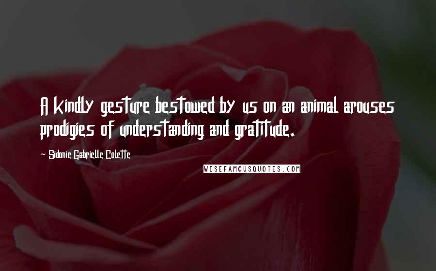 Sidonie Gabrielle Colette Quotes: A kindly gesture bestowed by us on an animal arouses prodigies of understanding and gratitude.