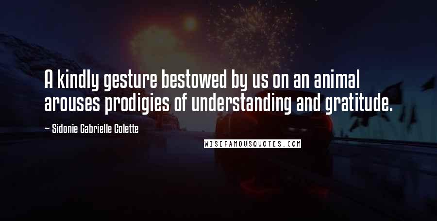 Sidonie Gabrielle Colette Quotes: A kindly gesture bestowed by us on an animal arouses prodigies of understanding and gratitude.