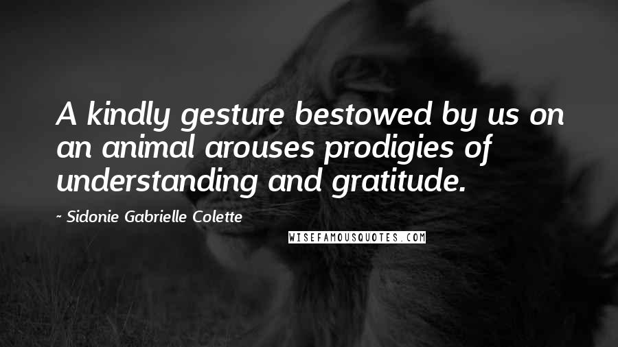 Sidonie Gabrielle Colette Quotes: A kindly gesture bestowed by us on an animal arouses prodigies of understanding and gratitude.