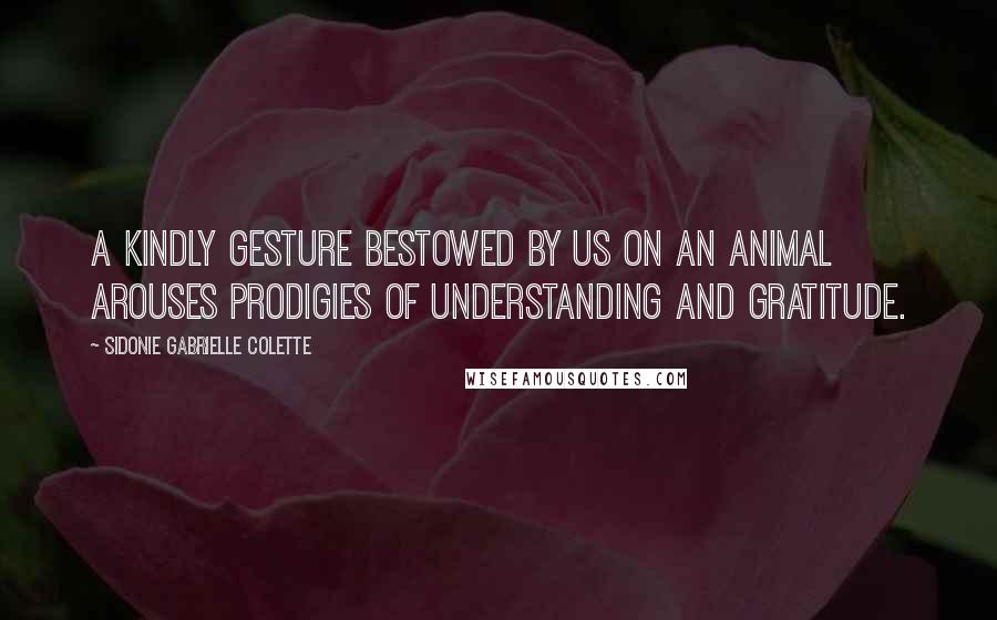 Sidonie Gabrielle Colette Quotes: A kindly gesture bestowed by us on an animal arouses prodigies of understanding and gratitude.
