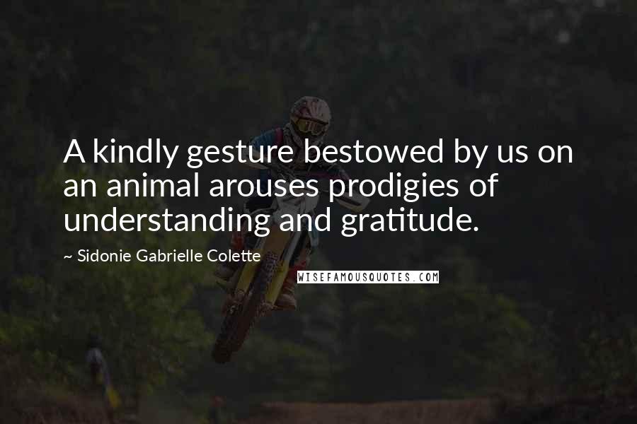 Sidonie Gabrielle Colette Quotes: A kindly gesture bestowed by us on an animal arouses prodigies of understanding and gratitude.