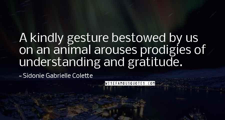 Sidonie Gabrielle Colette Quotes: A kindly gesture bestowed by us on an animal arouses prodigies of understanding and gratitude.