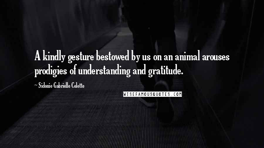 Sidonie Gabrielle Colette Quotes: A kindly gesture bestowed by us on an animal arouses prodigies of understanding and gratitude.