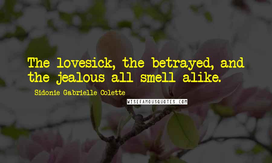 Sidonie Gabrielle Colette Quotes: The lovesick, the betrayed, and the jealous all smell alike.