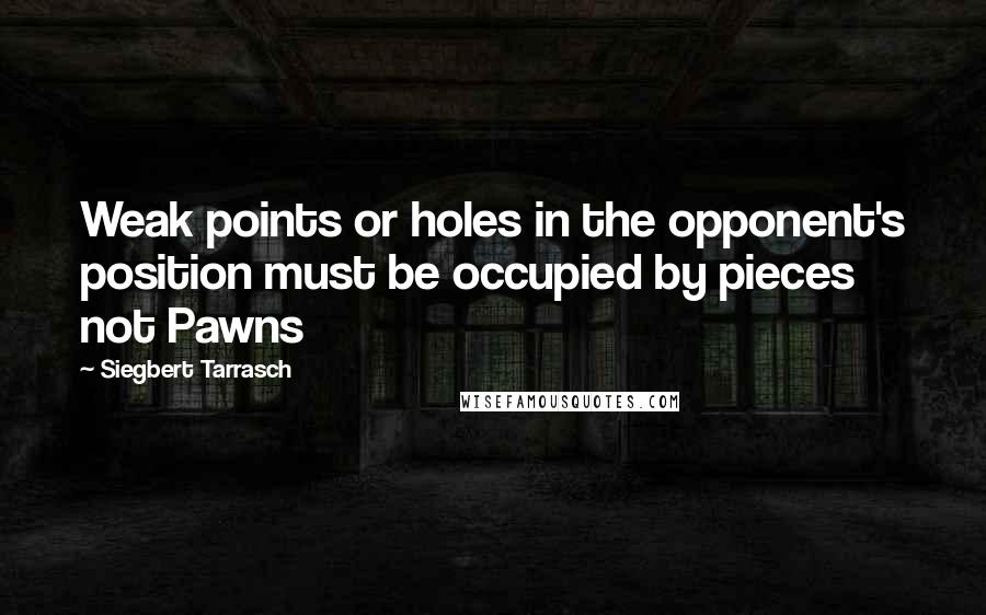 Siegbert Tarrasch Quotes: Weak points or holes in the opponent's position must be occupied by pieces not Pawns