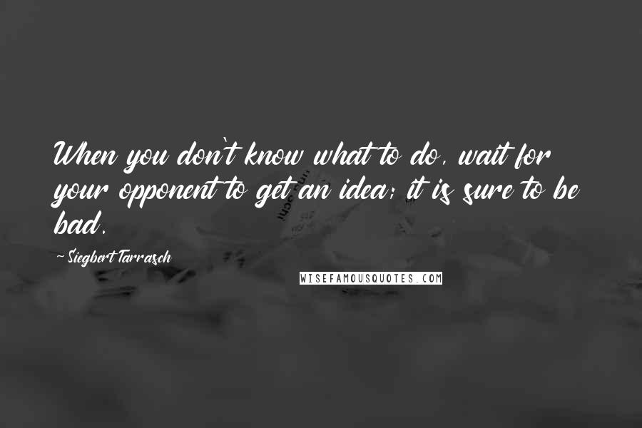 Siegbert Tarrasch Quotes: When you don't know what to do, wait for your opponent to get an idea; it is sure to be bad.