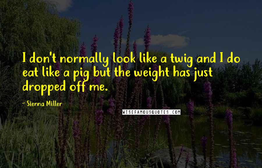Sienna Miller Quotes: I don't normally look like a twig and I do eat like a pig but the weight has just dropped off me.