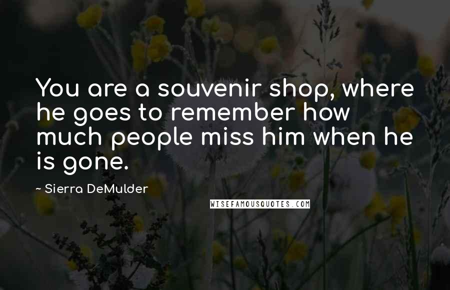 Sierra DeMulder Quotes: You are a souvenir shop, where he goes to remember how much people miss him when he is gone.