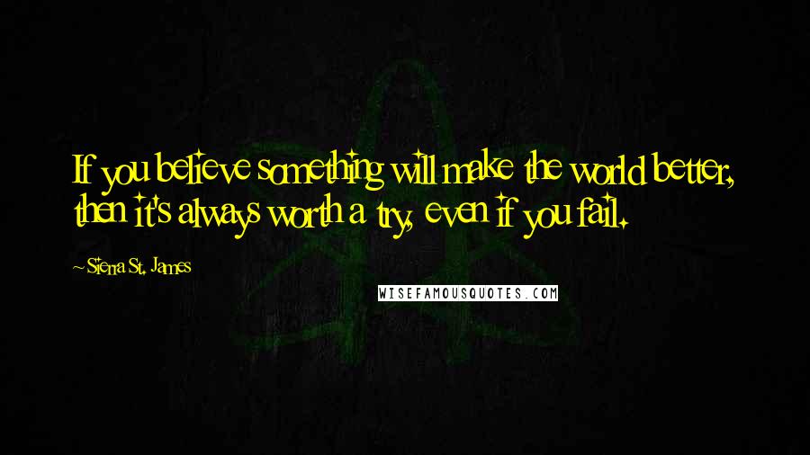 Sierra St. James Quotes: If you believe something will make the world better, then it's always worth a try, even if you fail.