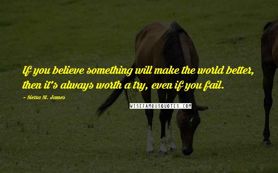 Sierra St. James Quotes: If you believe something will make the world better, then it's always worth a try, even if you fail.