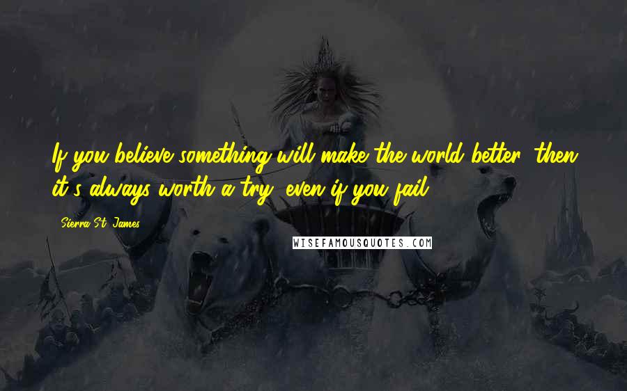 Sierra St. James Quotes: If you believe something will make the world better, then it's always worth a try, even if you fail.