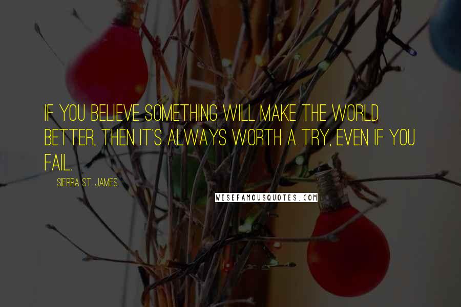 Sierra St. James Quotes: If you believe something will make the world better, then it's always worth a try, even if you fail.