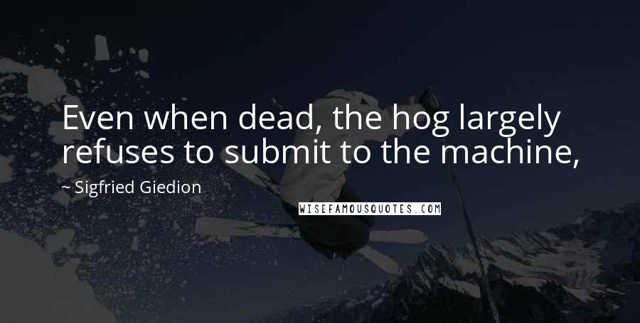 Sigfried Giedion Quotes: Even when dead, the hog largely refuses to submit to the machine,
