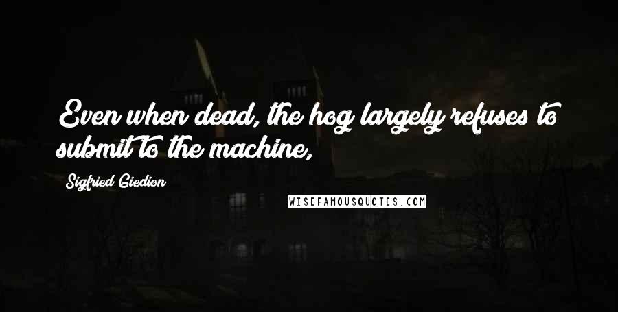 Sigfried Giedion Quotes: Even when dead, the hog largely refuses to submit to the machine,