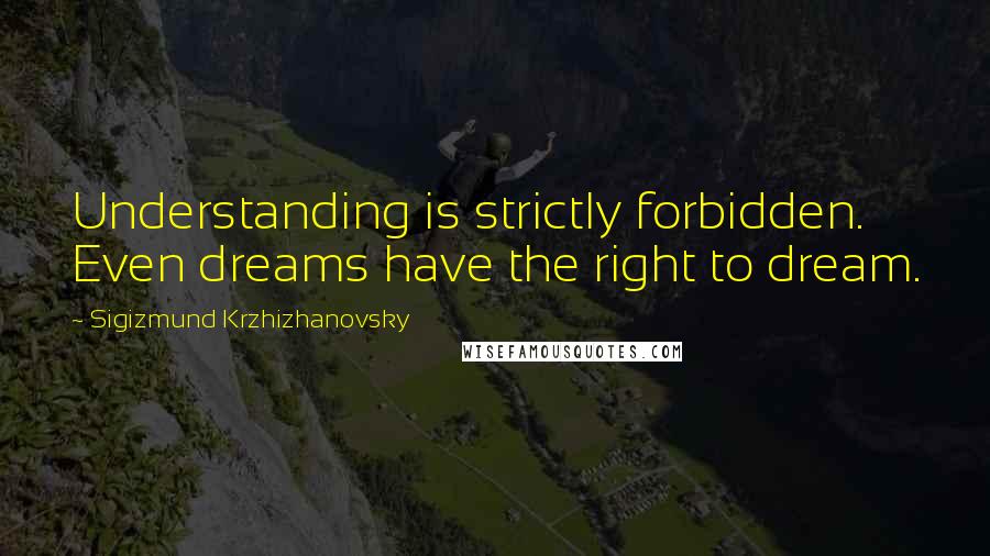 Sigizmund Krzhizhanovsky Quotes: Understanding is strictly forbidden. Even dreams have the right to dream.