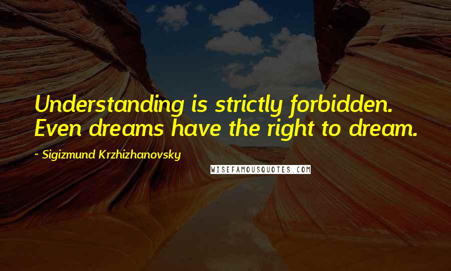 Sigizmund Krzhizhanovsky Quotes: Understanding is strictly forbidden. Even dreams have the right to dream.