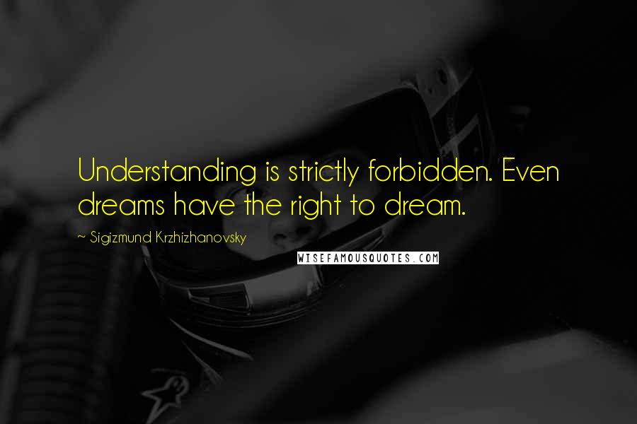 Sigizmund Krzhizhanovsky Quotes: Understanding is strictly forbidden. Even dreams have the right to dream.