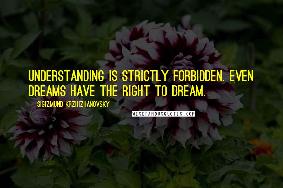 Sigizmund Krzhizhanovsky Quotes: Understanding is strictly forbidden. Even dreams have the right to dream.
