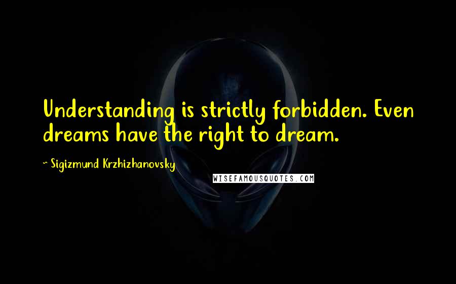 Sigizmund Krzhizhanovsky Quotes: Understanding is strictly forbidden. Even dreams have the right to dream.