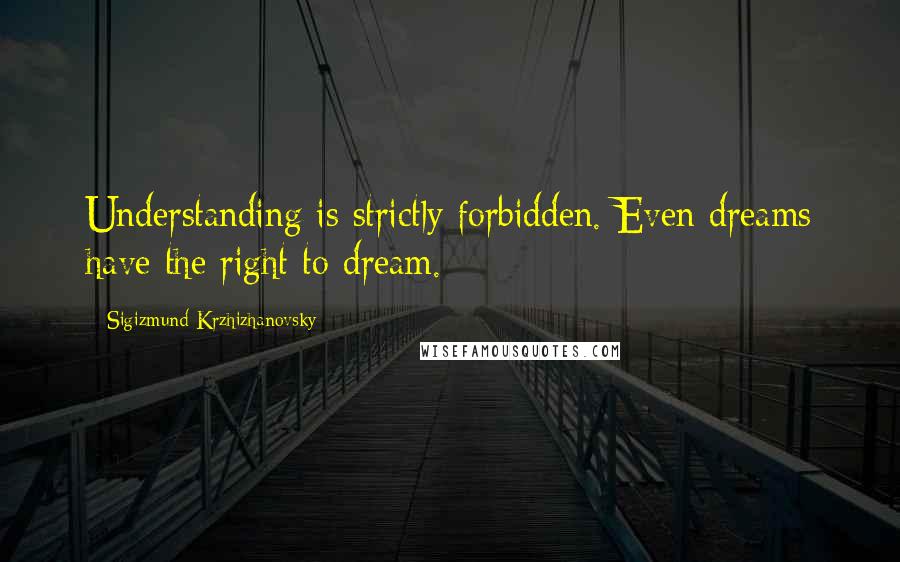 Sigizmund Krzhizhanovsky Quotes: Understanding is strictly forbidden. Even dreams have the right to dream.