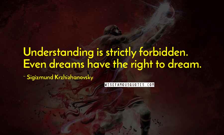 Sigizmund Krzhizhanovsky Quotes: Understanding is strictly forbidden. Even dreams have the right to dream.