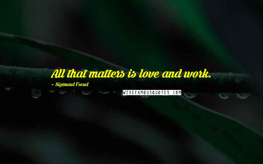 Sigmund Freud Quotes: All that matters is love and work.