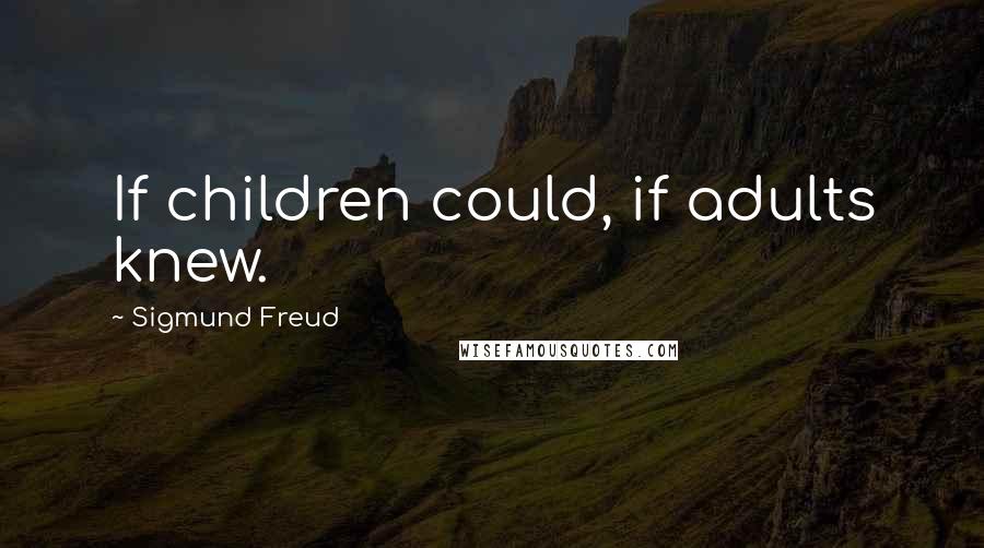 Sigmund Freud Quotes: If children could, if adults knew.