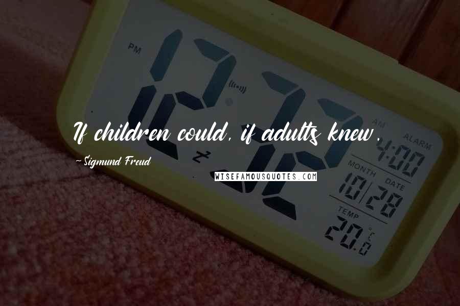 Sigmund Freud Quotes: If children could, if adults knew.