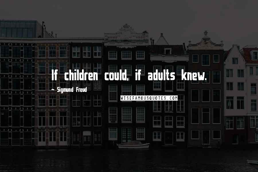 Sigmund Freud Quotes: If children could, if adults knew.