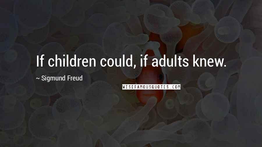 Sigmund Freud Quotes: If children could, if adults knew.