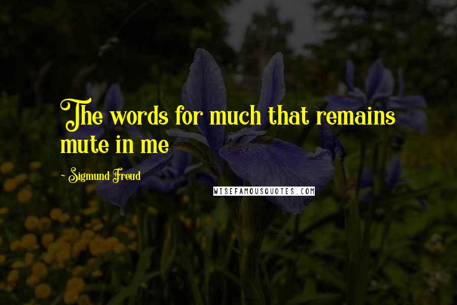 Sigmund Freud Quotes: The words for much that remains mute in me