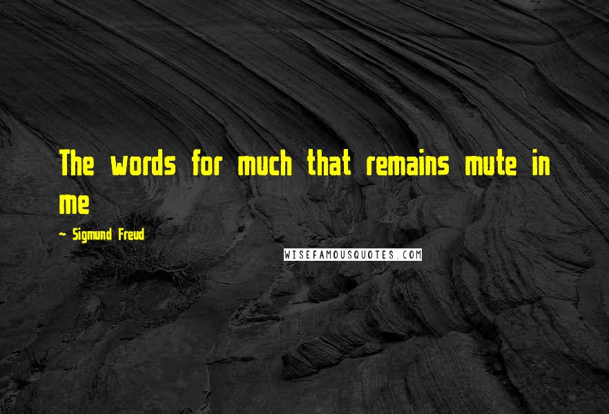 Sigmund Freud Quotes: The words for much that remains mute in me