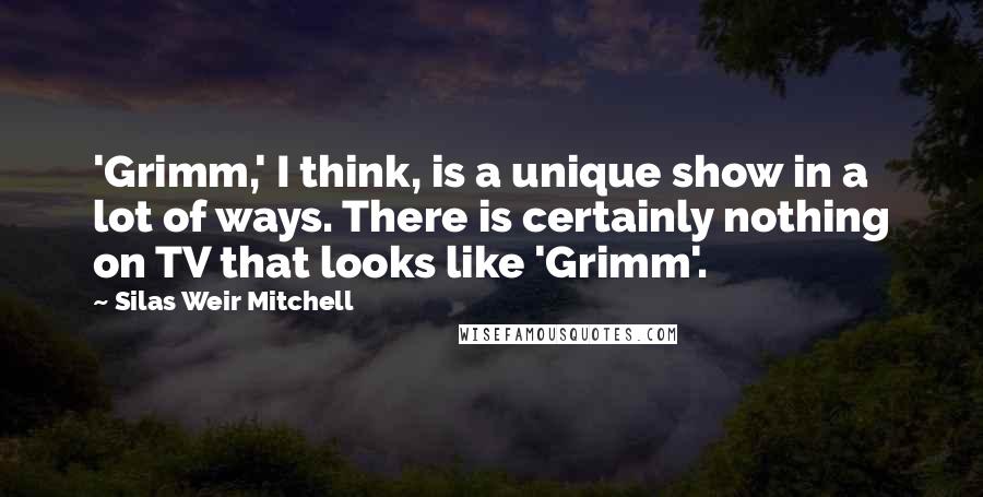 Silas Weir Mitchell Quotes: 'Grimm,' I think, is a unique show in a lot of ways. There is certainly nothing on TV that looks like 'Grimm'.