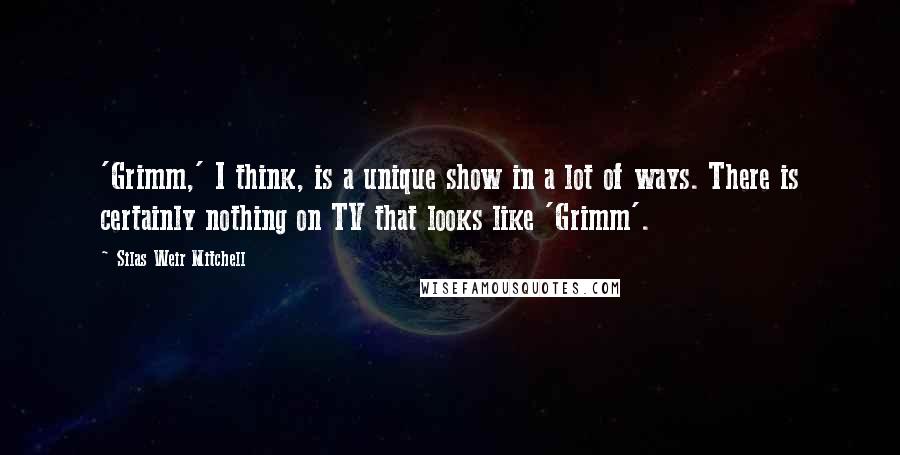 Silas Weir Mitchell Quotes: 'Grimm,' I think, is a unique show in a lot of ways. There is certainly nothing on TV that looks like 'Grimm'.