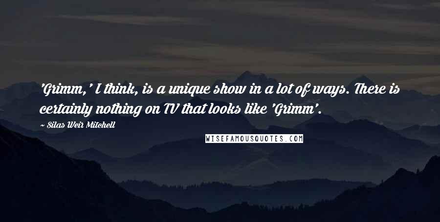 Silas Weir Mitchell Quotes: 'Grimm,' I think, is a unique show in a lot of ways. There is certainly nothing on TV that looks like 'Grimm'.