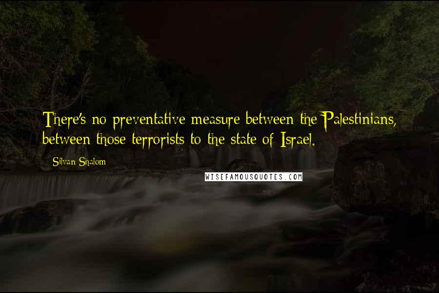 Silvan Shalom Quotes: There's no preventative measure between the Palestinians, between those terrorists to the state of Israel.