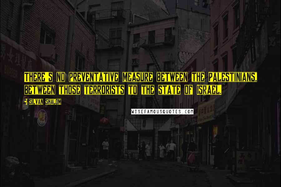 Silvan Shalom Quotes: There's no preventative measure between the Palestinians, between those terrorists to the state of Israel.