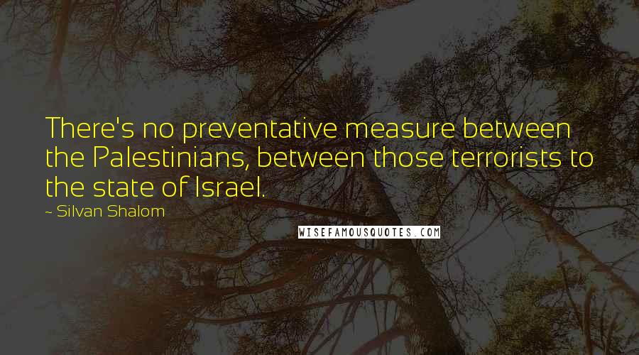 Silvan Shalom Quotes: There's no preventative measure between the Palestinians, between those terrorists to the state of Israel.