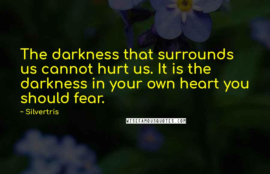 Silvertris Quotes: The darkness that surrounds us cannot hurt us. It is the darkness in your own heart you should fear.