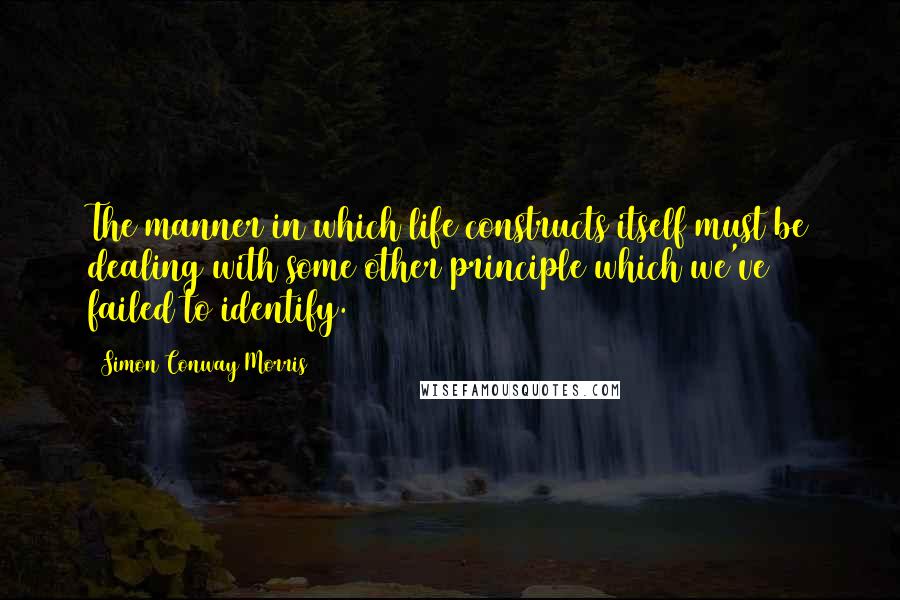 Simon Conway Morris Quotes: The manner in which life constructs itself must be dealing with some other principle which we've failed to identify.