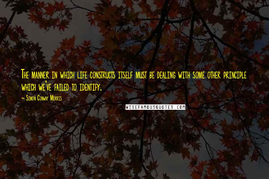 Simon Conway Morris Quotes: The manner in which life constructs itself must be dealing with some other principle which we've failed to identify.